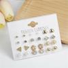 12 Pairs Minimalist Jewelry Gift Hoop Ring Earrings Set Ear Stud Pearl Zircon