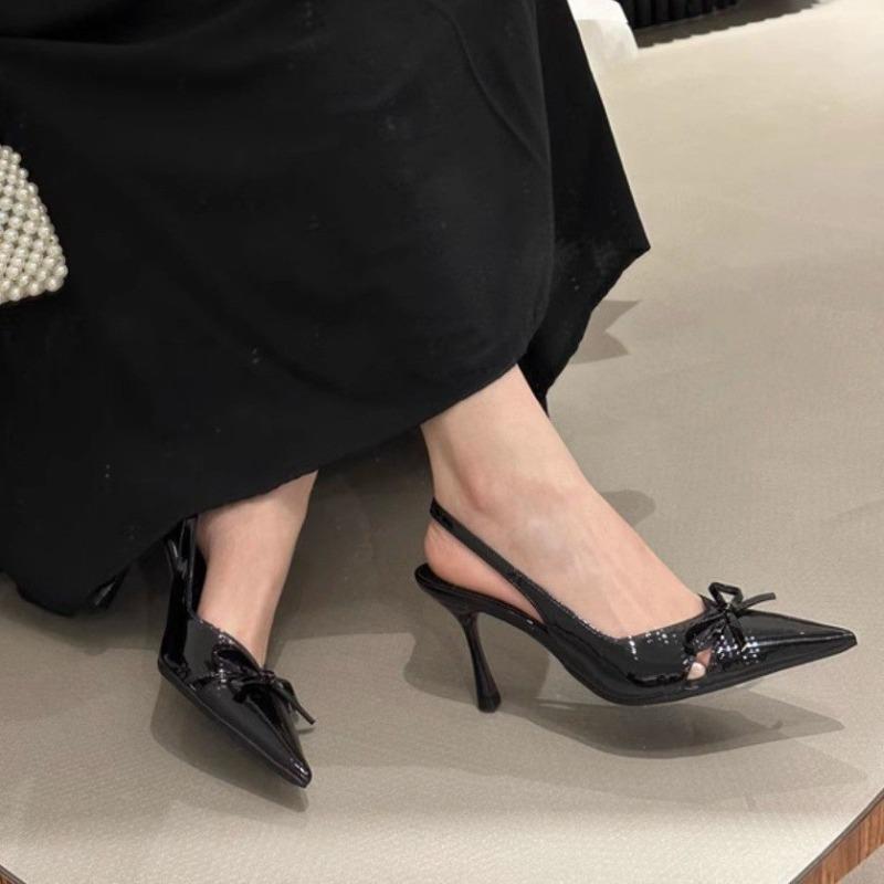 Nude High Heels! Spring and Summer New Niche Design Bow Hollow Fairy Bag Head Sandals