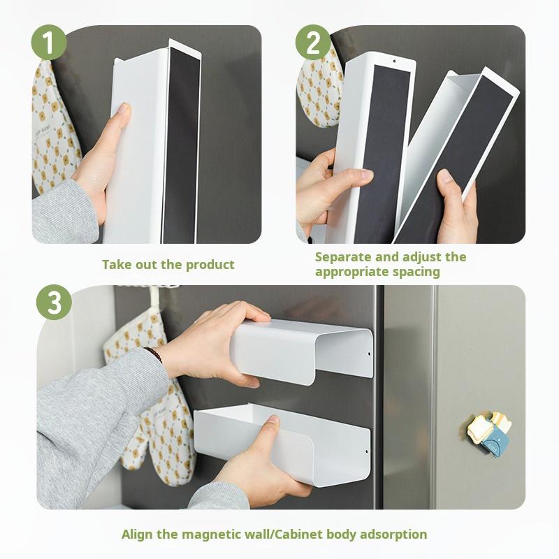 

Cross Border Non Punched Tissue Box Wall Mounted Creative Multifunction Paper Drawer Box For Household Adjustable Refrigerator