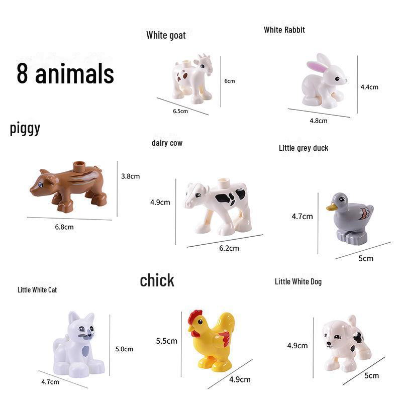 Комплект крупных строительных блоков для животных - совместим с аксессуарами для самостоятельной сборки головоломок и игрушек для детей