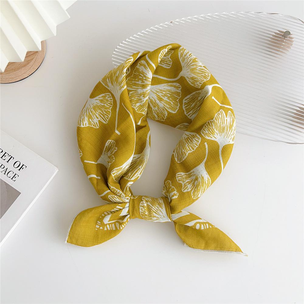 Cotton And Linen Small Square Scarf Silk Scarf Women'S Spring And Autumn New Style Artistic And Versatile Fashionable Temperament Headband Scarf