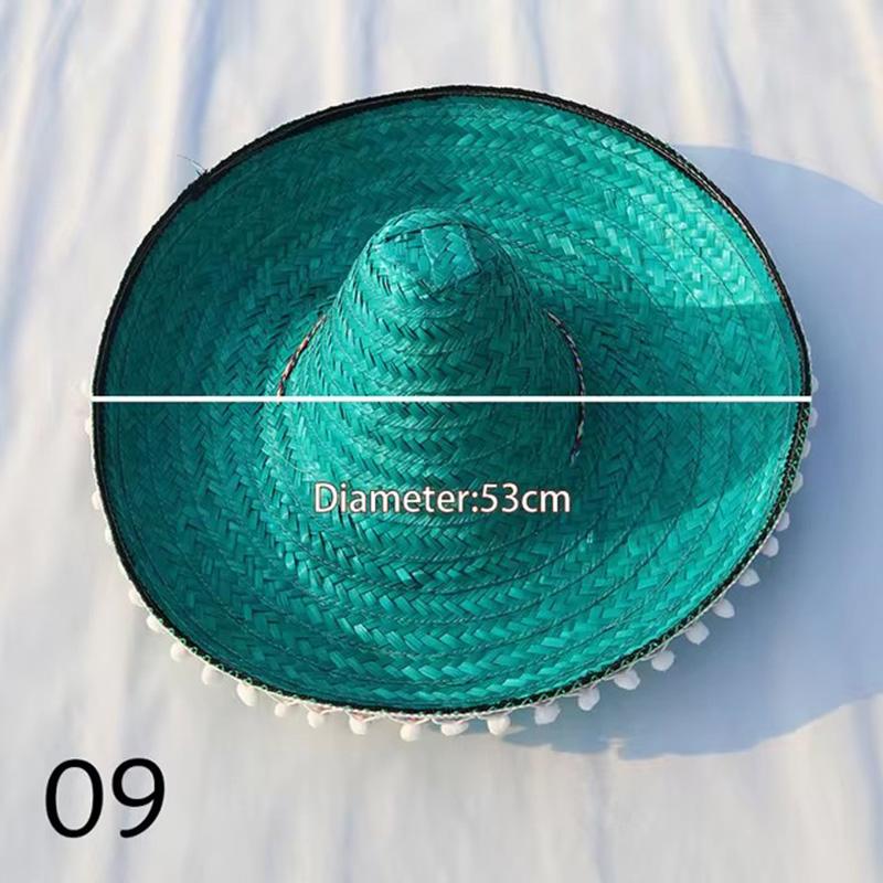 Mexican Party Hat Colorful Wide Brim Straw Hat Men Women Outdoor Carnival Halloween Decor Kids Cosplay Performance Hat Sombrero