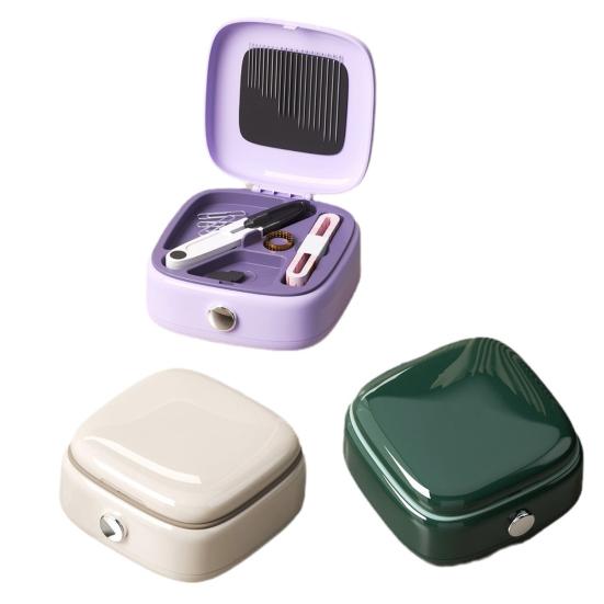 1 Set Magnetic Sewing Box with 20 Needles 16 Thread Scissors Tape Thimble Needle Threader Portable Travel Sewing Tools
