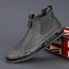 Men's Spring Leather Slip-On High-Top Shoes: Breathable, Versatile, and Trendy Casual Footwear.