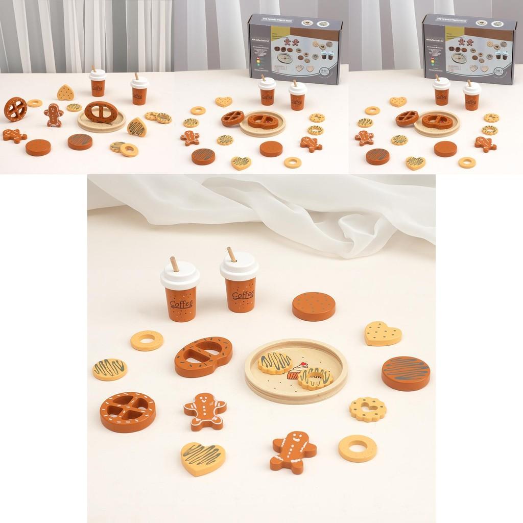 Funny Wooden Simulation Afternoon Tea And Cookie Coffee Children Toy Set For Interactive Learning