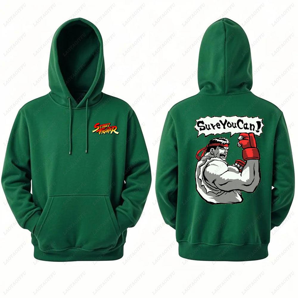 Street Fighter Men's Hoodie Anime Game Print Casual Long-sleeved Sweatshirt Double-sided Streetwear for Autumn ropa de hombre