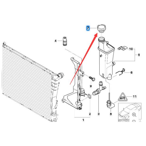 BMW Gammal Bil Kylarvätskebehållare Lock, Expansionskärl Lock Ersättning (17117639022/17111742231)