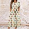 Women's Summer  Casual Floral Print  Round Neck Midi Dress Basic Classic Outdoor Everyday Short Sleeve Loose Dress