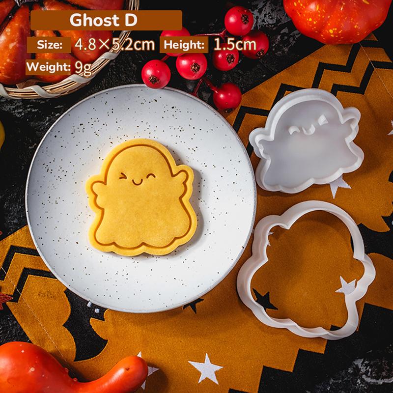 Halloween Themed Cookie Cutter 3D Plastic Adorable Ghost Biscuit Mold Fondant Stamp DIY Cake Decoration Baking Mould
