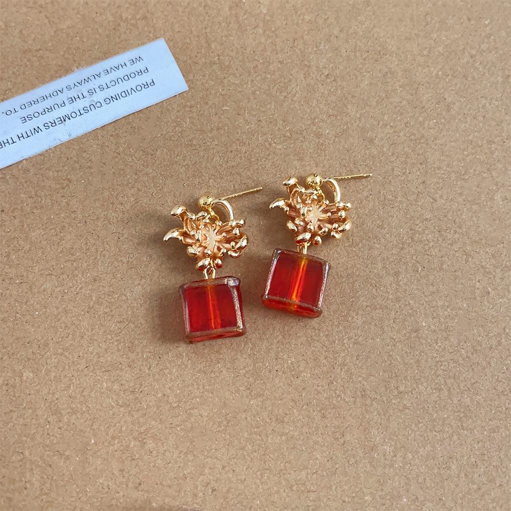 Elegant Retro Red Heart Pearl Earrings for Women - French Style Jewelry