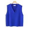 2026 Spring Korean V-neck Cable Knit Vest: Women's Plus Size Sleeveless College Style Layering Tank Top Shrug