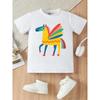 European sizes Cute Horse Image Printed Design, Summer Casual Fashion Girls' Comfortable Top