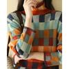Womens Christmas Print High Neck Sweater Loose Fit Casual Long Sleeve Top