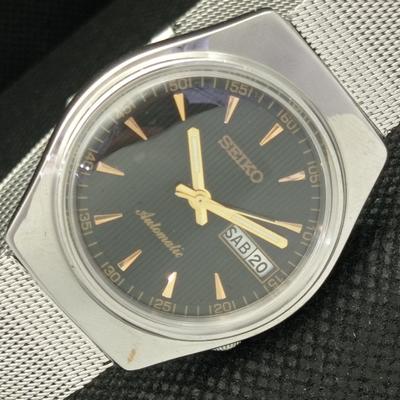 მეორადი ვინტაჟური SEIKO ავტომატური 6309A იაპონური მამაკაცის D/D შავი საათი 608h-a316682-9 SKU608h-a316682