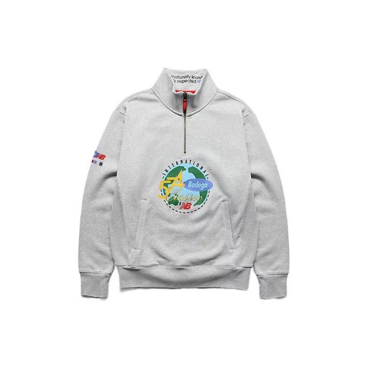

Толстовка на молнии New Balance x Bodega, спортивная, серая, мужская, уличная, MT13540AG