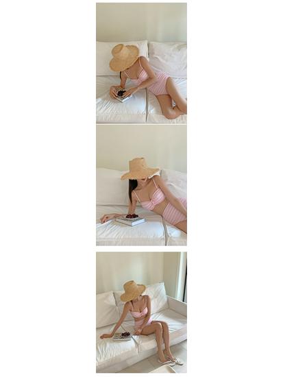 Women's Striped Double Strap High Waist Bikini - Perfect for Beach Vacations