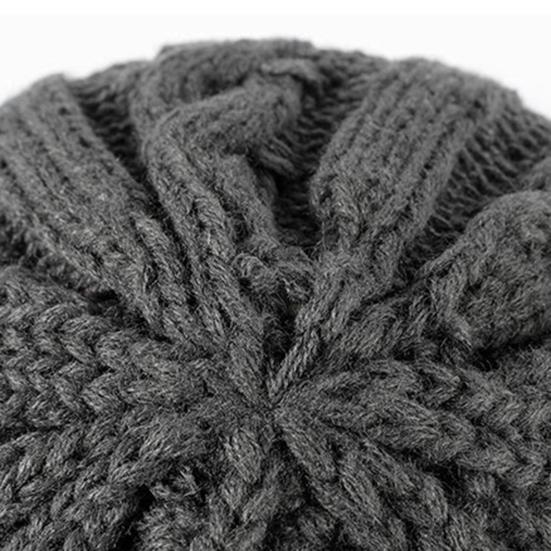 Short Brim Knitted Hat for Men Winter Warm Fleece Lined Thick Cable Knit Cuff