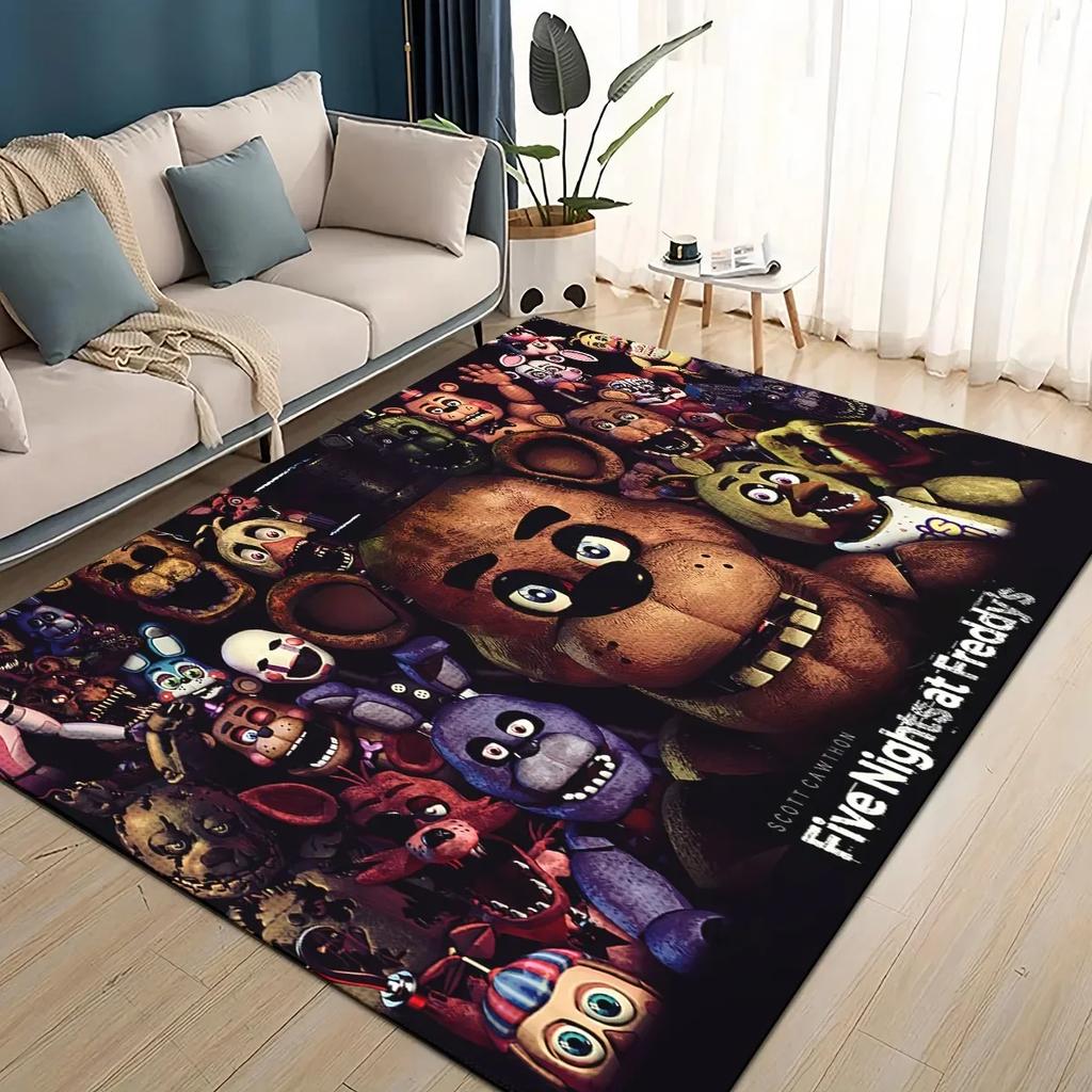 Tappeto Area Gioco Cartoon 3D F-Freddy Grande, Tappeto per Soggiorno Camera da Letto Divano Zerbino Decorazione, Tappetino Antiscivolo per Bambini