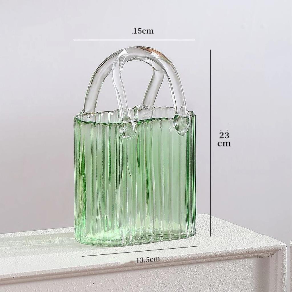 Trendige Glas-Handtaschen-Vase, Kreative Blasen-Fischglas-Blumenvase für Tischplatte, Hydroponische & Dekorative Blumen
