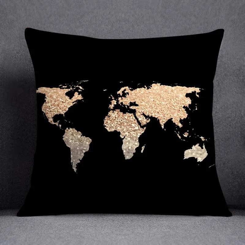 Quadratischer Kissenbezug mit geometrischem Blumenmuster in Schwarz und Gelb, dekorativer Kissenbezug für Zuhause und Büro