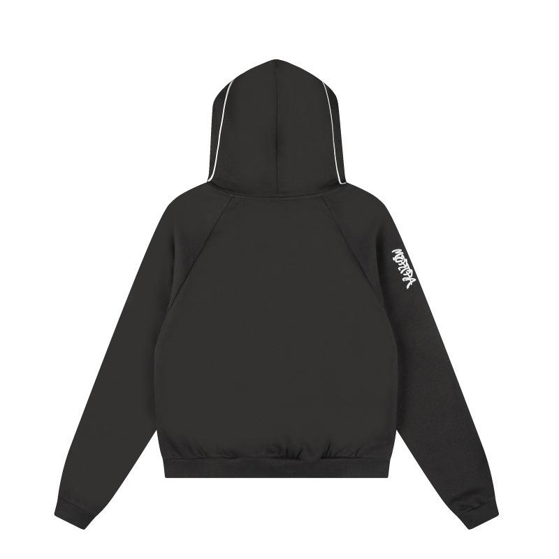 Mertra Patchwork Doppelhut Fleecegefütterter Hoodie & Lässige Hose Set für Damen und Herren - Herbst High Street Stil