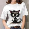 Abstract Cat Sketch 3D Digital Printing Women's Comfortable Round Neck Short Sleeve T-shirt