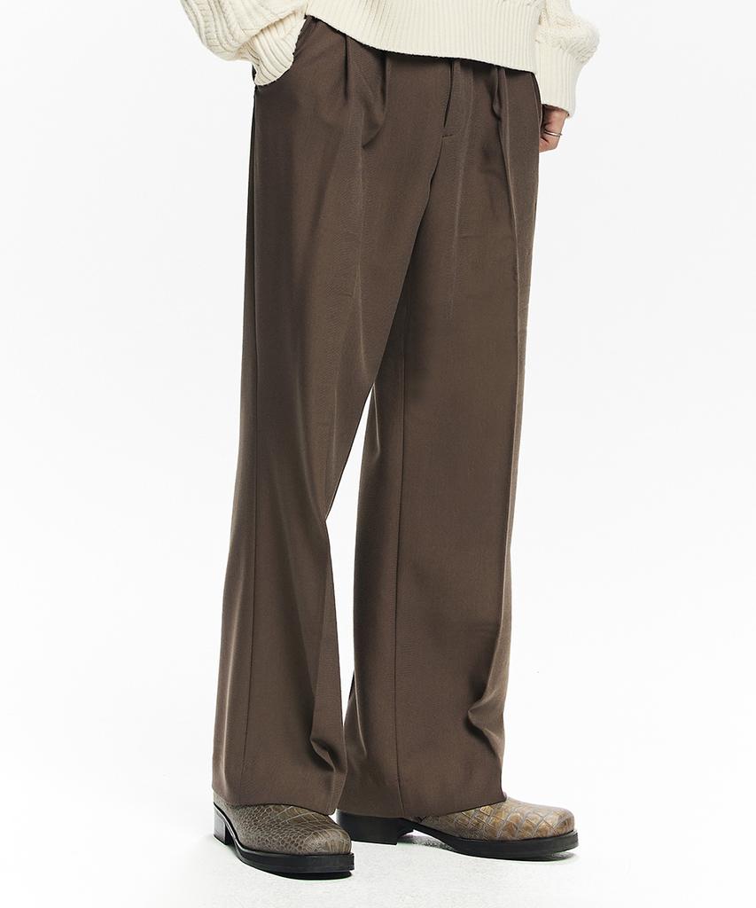 MAISON MINED Saint Two Tuck Wide Pants Beige