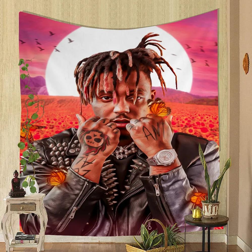 1PC Juice Wrld Tapestry Printed Large Wall Tapestry Art Science Fiction Room Home Decor Decor Blanket
