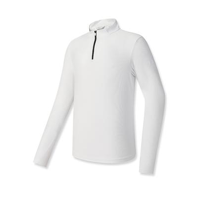 Série Golfe Tendência Casual Versátil Respirável Elástico Confortável Cor Sólida Manga Longa Camiseta Masculina tops Jade-Branco A11M535207FWT