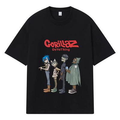 2026 Gorillaz DeterThin Pattern Y2k Harajuku Streetwear 100% Cotton T Shirt Casual Oversized Summer Men T-shirt