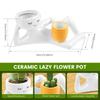 Lazy Guy Planter Resin Funny Succulent Plant Pot with Drainage Hole Desktop Flower Pot Greenery Vase Container Home Office Decor
