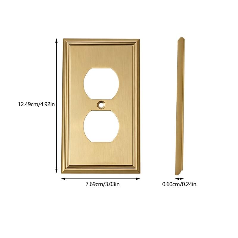 Electroplated Wall Outlet Cover Plate with Stepped Decorative Border for Indoor Wall Detail and a Unified Metal Finish