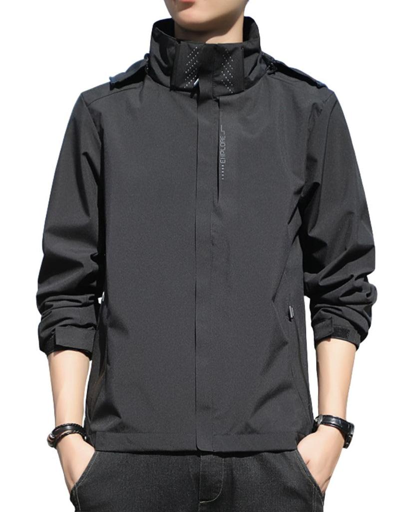 Poperdision Hooded Windbreaker Plus Sizes Loose Mountain Outdoor Solid Cold Men's Jacket, Autumn/Winter Wear, Available, Fit, Blouson/Jumper, Parka,