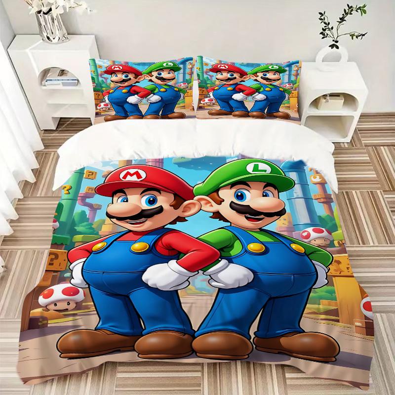 3pcs Super Mario Bedding Set. Soft and Comfortable with No Core Included (1x Duvet Cover + 2x Pillow Covers) Yy251010188