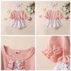 Flower Summer Baby Bodysuit Bowknot False 2Piece Jumpsuit Dress Soft Toddle Princess Dress  Holiday