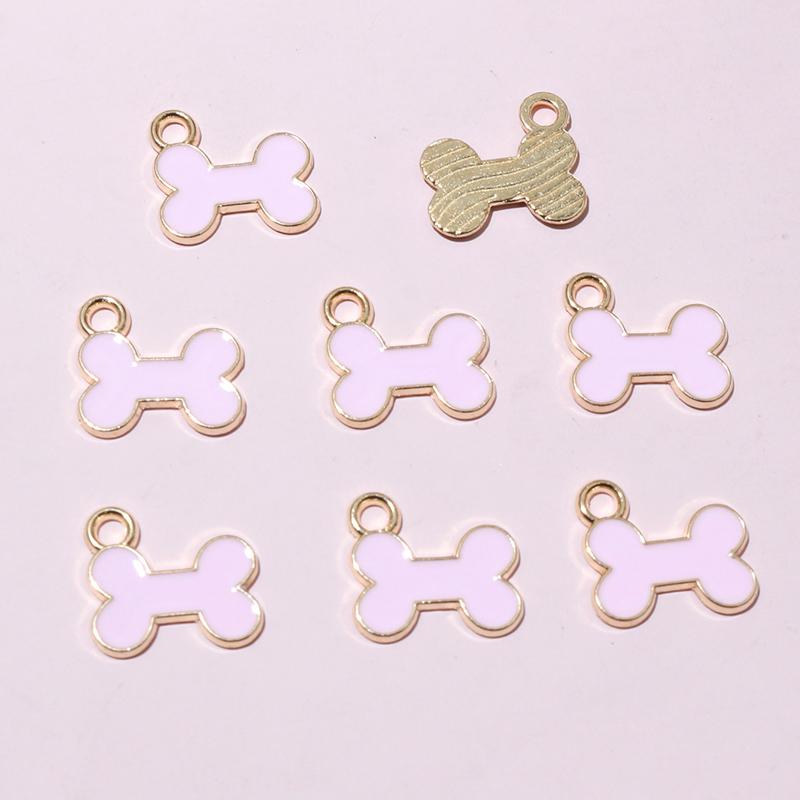 20pcs 12x13mm Enamel Bone Charms Pendant Small Cute DIY Jewelry Making Accessories for Bracelet Earrings Keychains 