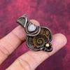 Ammonite Fossil Pendant Rainbow Moonstone Jewelry Copper Wire Wrapped Pendant