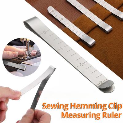 Sewing Hemming Clips Stainless Steel Hemming Clips Metal Crimping Clip Fabric Measuring Ruler DIY Sewing Clip Tools