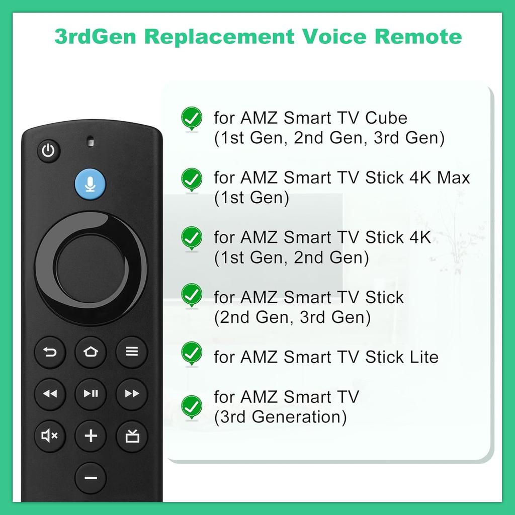 Replacement Voice Remote 3rd Gen,Compatible with AMZ Smart TV (Stick/4K/4K Max/Lite/Cube),for Insignia-Toshiba-Pioneer Smart TV