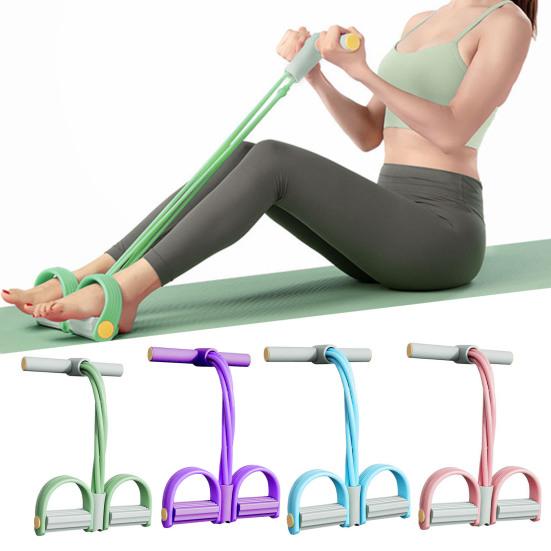 Extensor de gleznă cu pedale cu 6 tuburi, bandă de rezistență Figura 8, elastic pentru yoga, coardă de tragere pentru abdomene cu mâner, bărbați femei, tensioner cu pedale, aparat de exerciții, echipament de antrenament