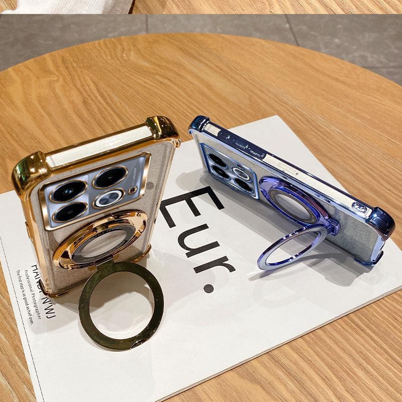 Luxury Shockproof Magnetic Bracket for Magsafe Clear Case for Funda Infinix Note 40 Pro Note40 Pro Plus With Holder Stand Cover