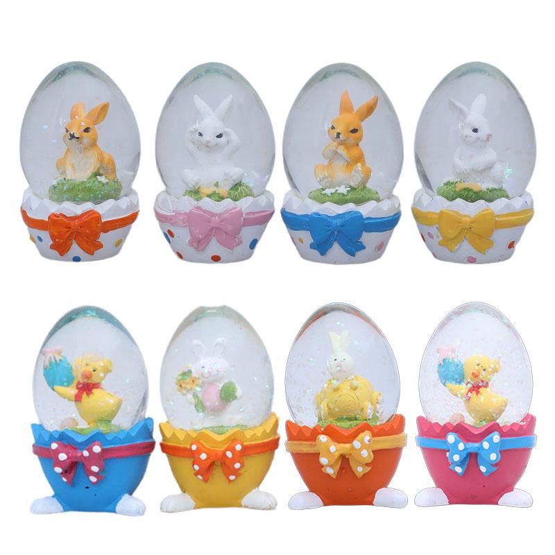 Easter Cute Glass & Resin Bunny Egg Ornaments for Window & Courtyard Decor