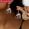 Cross-border cute raccoon eats candy earrings, European and American acrylic Christmas gifts, Christmas hats, cartoon animal earrings.