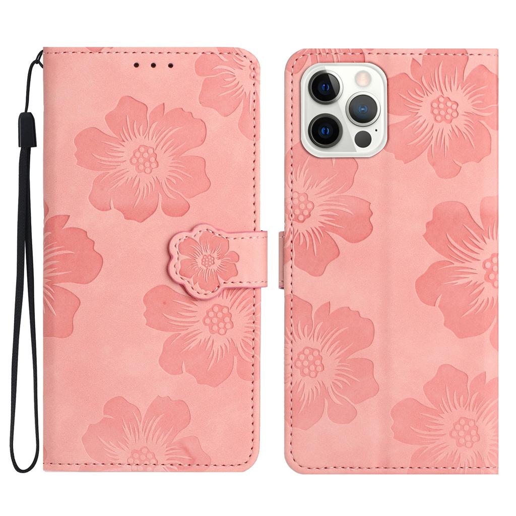 For iPhone 16 Pro Max Case Blooming Floral Flip Leather Phone Cover