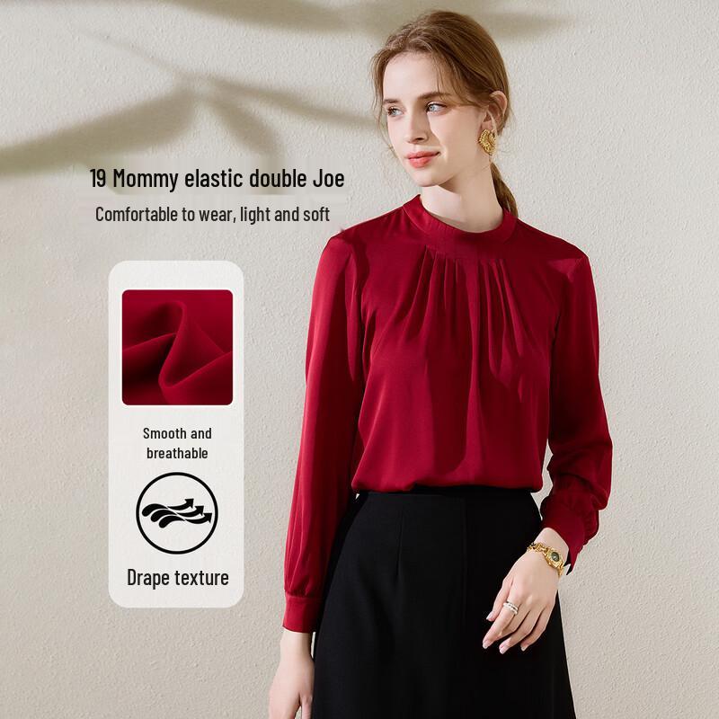 TUHUANG 19 Momme Mulberry Silk Stand-Collar Shirt XL