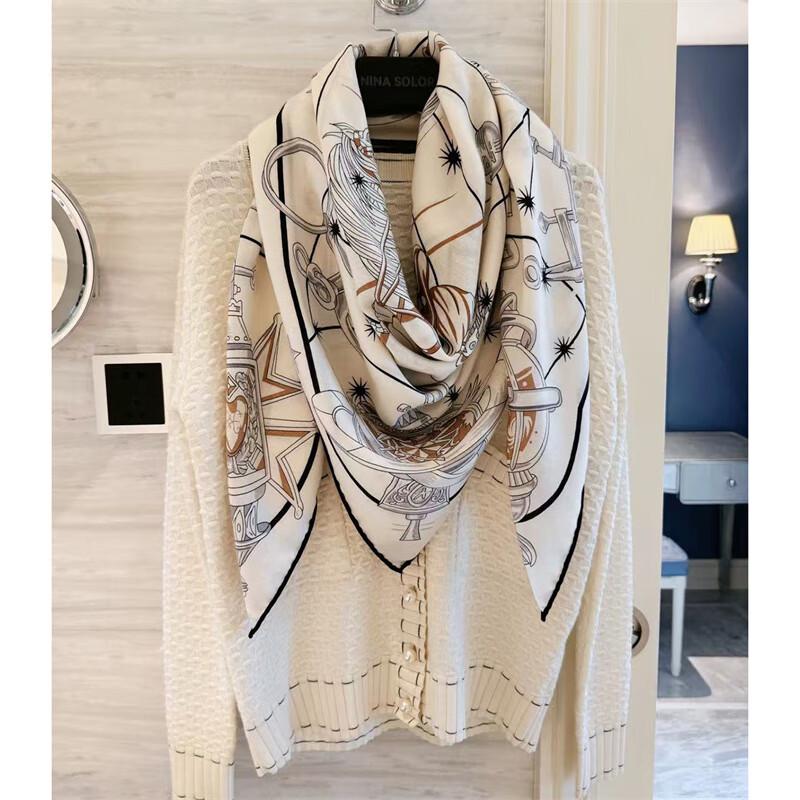 NINA SOLOR Starlight Chorus Silk Wool Large Square Scarf