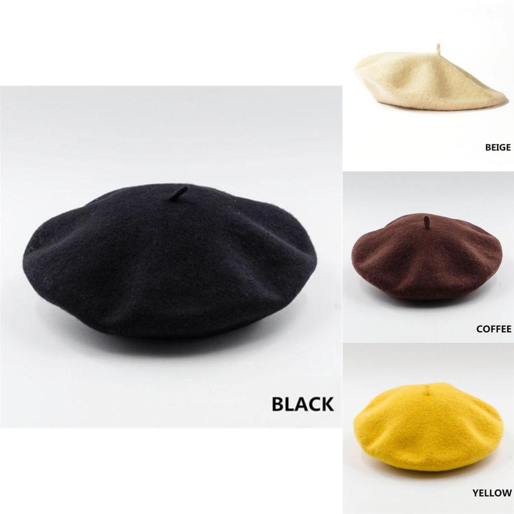 Stylish Women Solid Wool Beret French Artist Beanie Hat For Cozy Winter Days