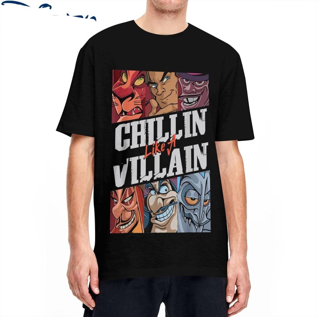 Villains T Shirts Chillin Like A Villain Group Portrait Vintage Tee Shirt Short Sleeve T-Shirt Cotton Gift Idea Tops