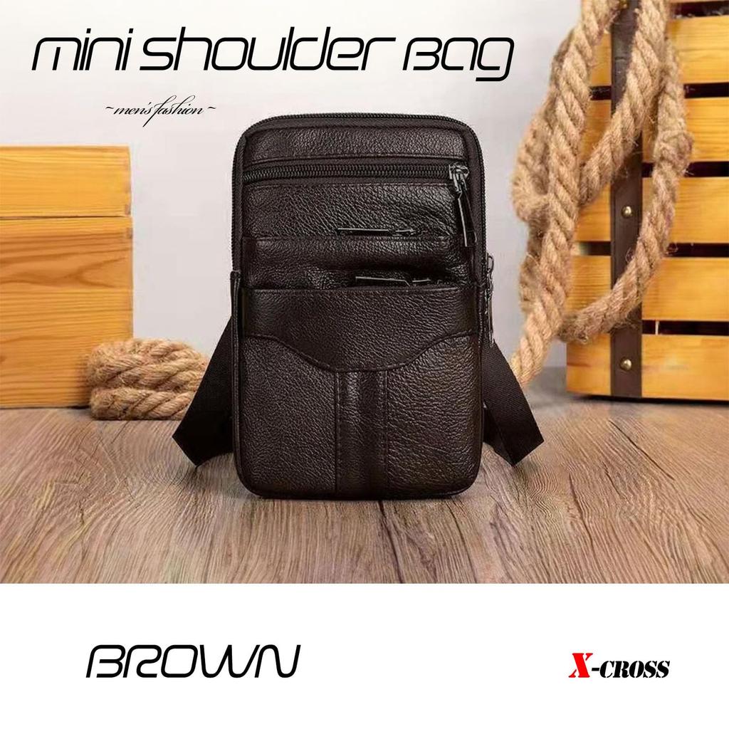 Faux Leather Shoulder Bag for Outdoor Crossbody Shoulder Adjustable Phone Vertical Korean Zippered Everyday Use X-cross Men's Smartphones, Use, Bag,