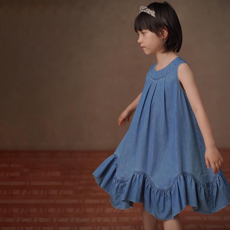 Hacikis Girls  Summer Denim A-Line Dress 130